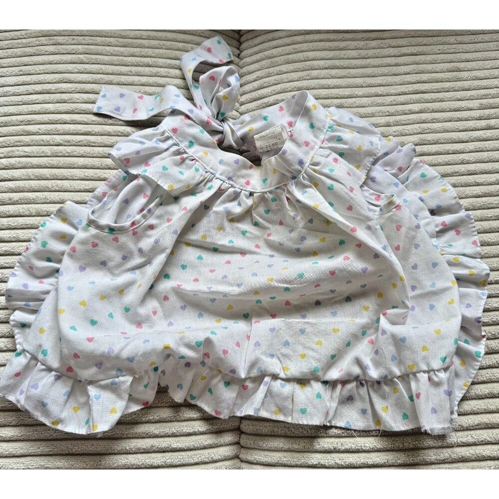 Mayfair Vintage Girl's Sundress Dress White Ruffles Heart Tie Back Short 18m